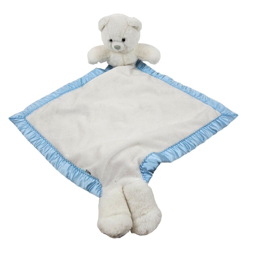 My Banky Teddy Bear Hugs Lovey Security Blanket White Blue Infant Baby Plush